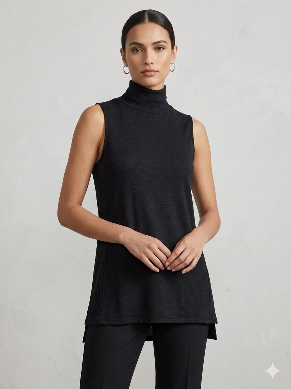 Apt. 9 Black Sleeveless Turtleneck Tank